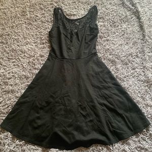 Black Dress with Floral Pattern chest & back